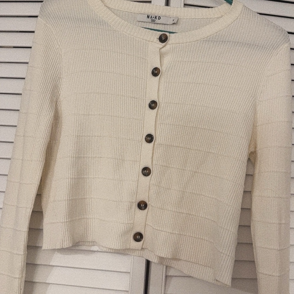 Cream Button-Up Cardigan
